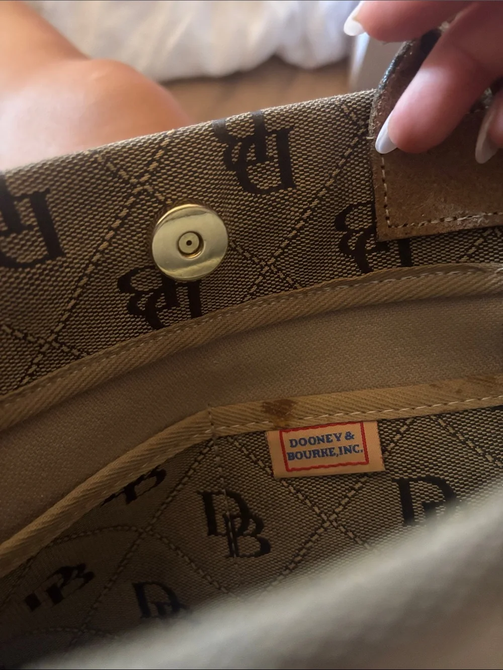 Dooney & Bourke Quilted Logo Satchel in Brown and Black